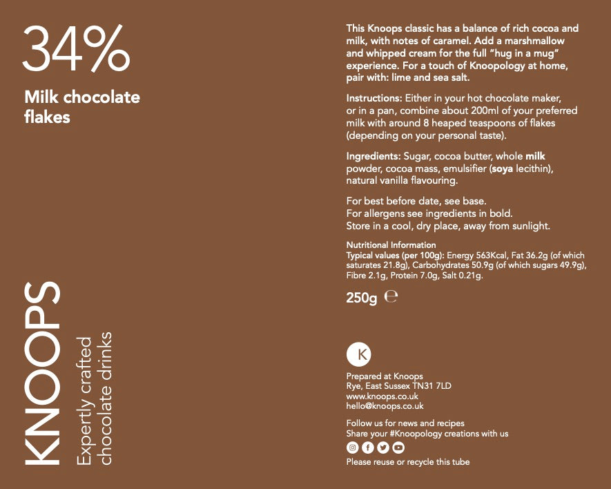 Milk hot chocolate flakes | 34% | Blend