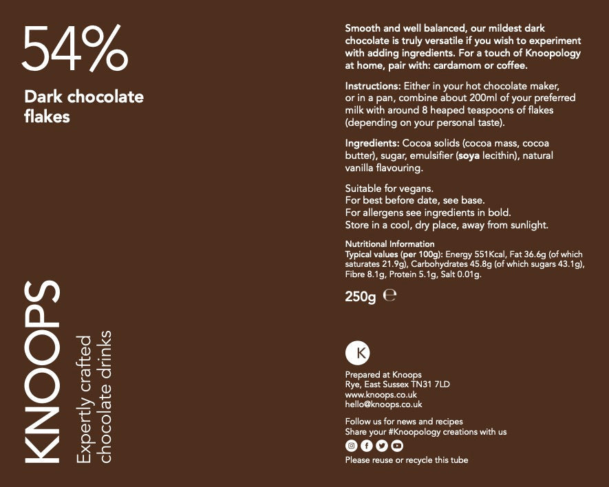 Dark hot chocolate flakes | 54% | Blend